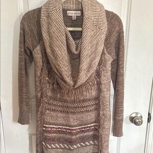 Knox Rose Women's Brown and Cream Cowl Neck Sweater